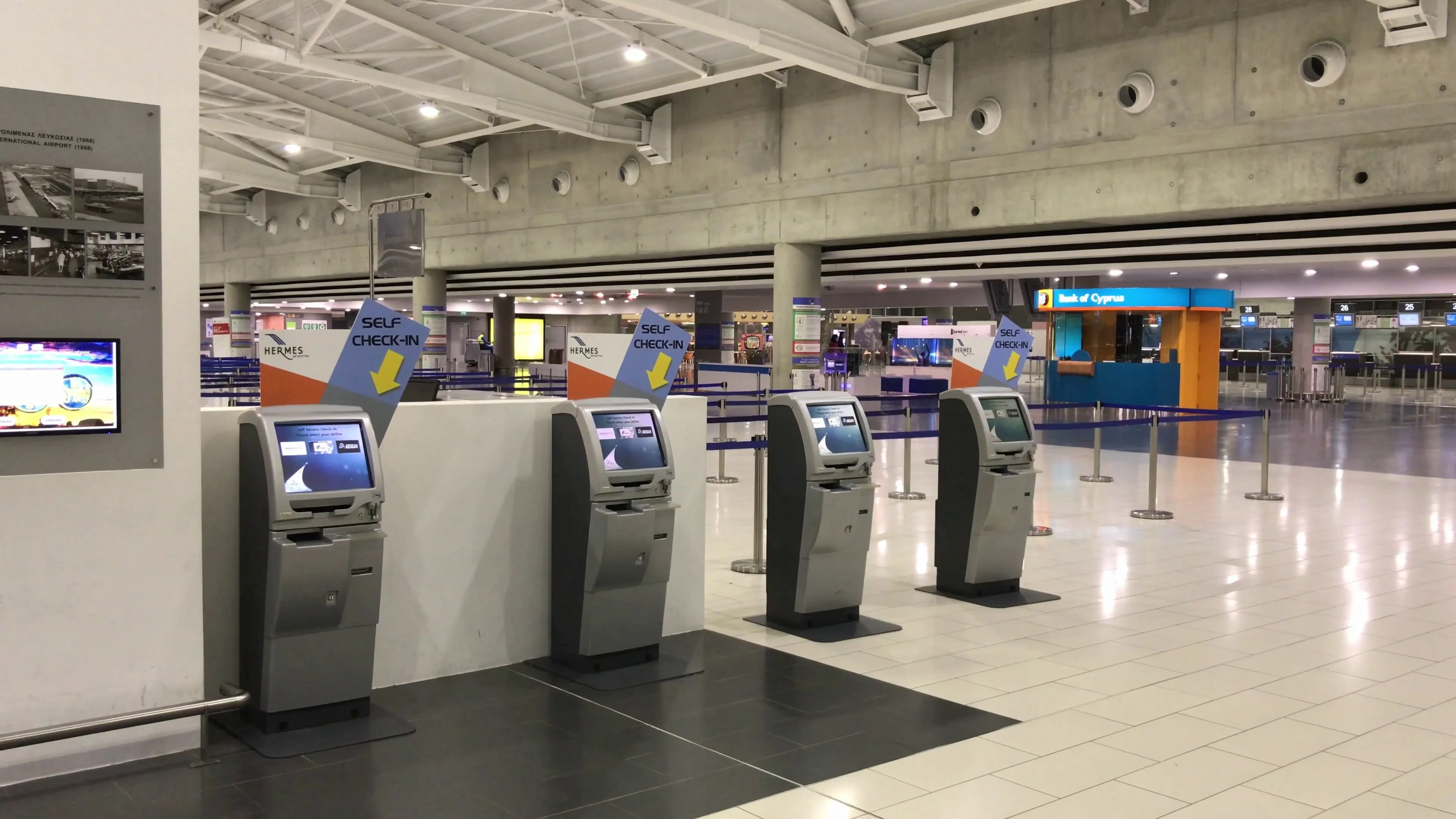 Airport Self Service Check-in Machines. Larnaca International Airport