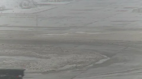 Airport snow removal during snow storm, #1 Stock Footage