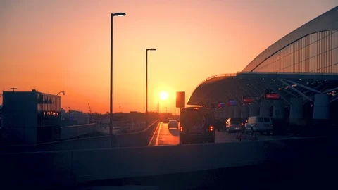 Airport Sunset Stock Footage 120137398