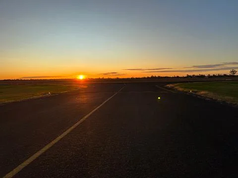 Airport sunset Stock Photos