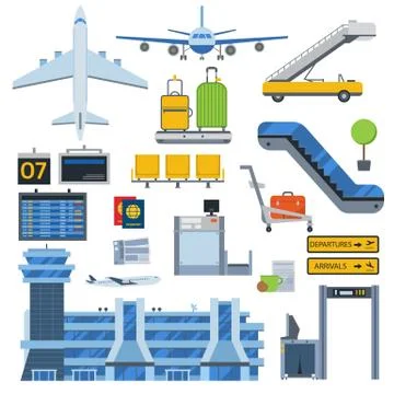 Airport symbols vector set. Stock Illustration