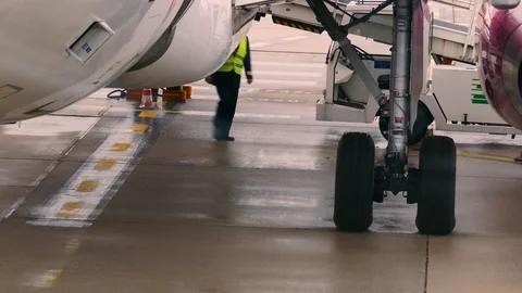 Airport Technical Staff Checking The Aircraft Stock Footage 101644276