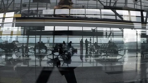 Airport Terminal Reflections Stock Footage 89904103