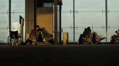 Airport Terminal Sunset Stock Footage 48766611