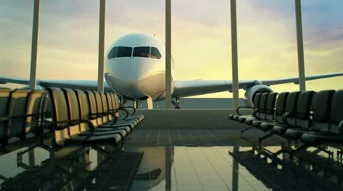 Airport terminal. Travel Transportation departure business airplane holidays. Stock Footage