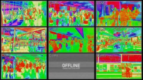 Airport Thermo Camera System Checking Passengers 库存插图