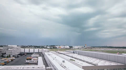 Airport thunderstorm time lapse Stock Footage