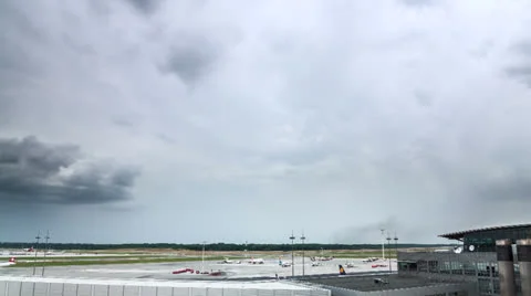 Airport thunderstorm time lapse Stock Footage 26308339