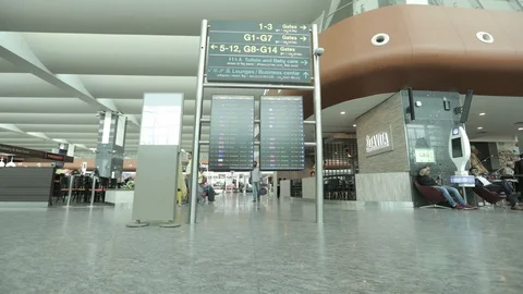 Airport Time laps of Counter Hall Stock Footage 100064290
