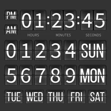 Airport timer counter, digital clock, flip calendar Stock Illustration