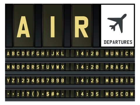 Airport timetable letters Stock Illustration