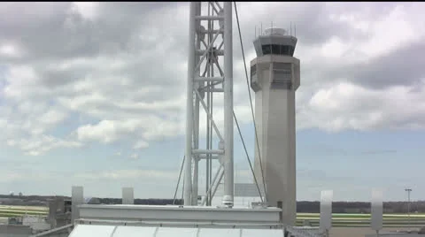 Airport Tower With Cloud Movement Stock Footage 23115359