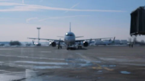 Airport Traffic: A Plane Is Getting Ready To Fly Stock Footage 88906136