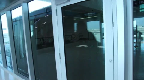Airport train arriving Stock Footage 973589