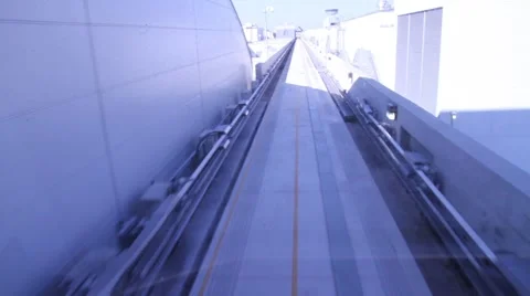 Airport train perspective Stock Footage 973573