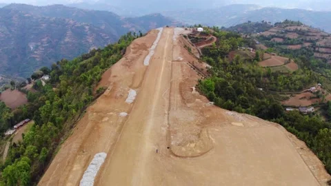 Airport under construction in the mountain, Gulmi Nepal Stock Footage 155278043