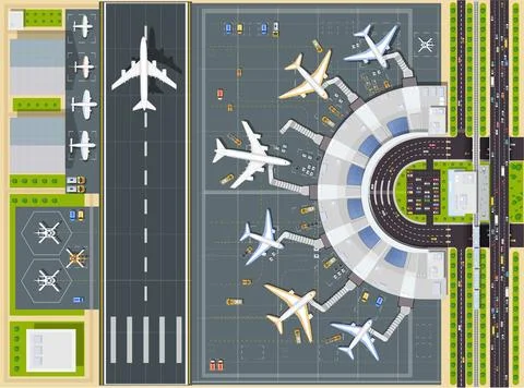 Airport view from above Ilustración de archivo