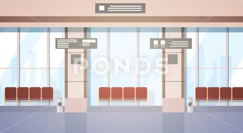 Airport Waiting Hall Departure Terminal Interior Check In Stock Illustration
