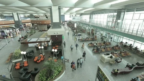 Airport Waiting Hall Time-laps from Top Stock Footage 100064366