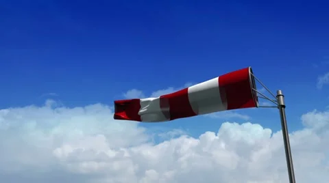 Airport Windsock on Cloudy Sky - version: Airport 05 (HD) Stock Footage 8670188