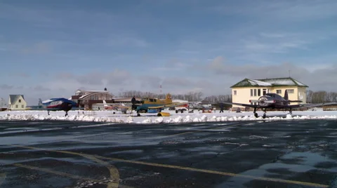 Airport in winter. Video stock 67546857