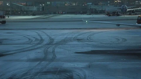 Airport in winter Stock Footage 70099522