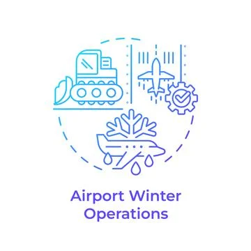 Airport winter operations blue gradient concept icon Stock Illustration