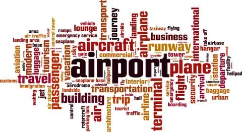 Airport word cloud Ilustración de archivo