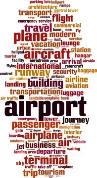 Airport word cloud Ilustración de archivo