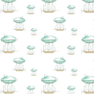 Airship and airbus flying pattern clip art, illustration texture size drawing Stock Illustration