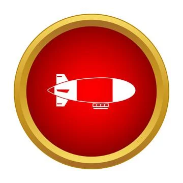Airship blimp vector icon within rounded red badge Illustrazione stock