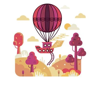 Airship in flat stile, square vector illustration Stock Illustration