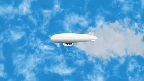 Airship flying through cloudy sky animation No Ai Stock Footage 328297170