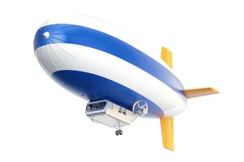Airship or dirigible balloon, 3D rendering Stock Illustration