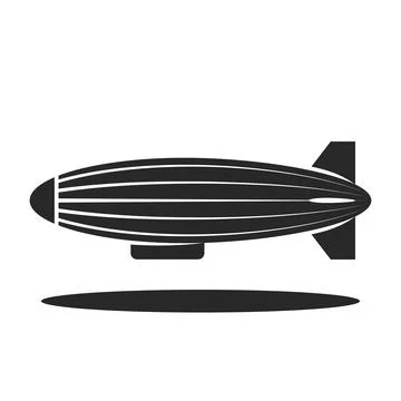 An airship or dirigible balloon logo black and white minimal design, aerost.. Stock Illustration