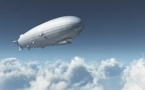 Airship over the clouds Stock Illustration