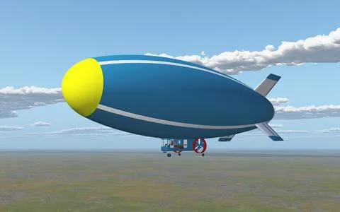 Airship over a landscape Illustrazione stock