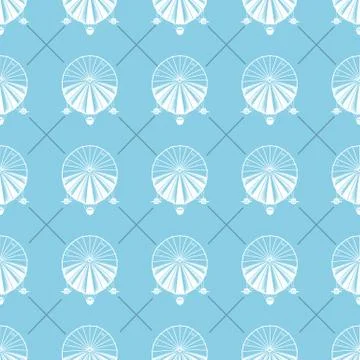 Airship seamless pattern. Retro Dirigible wallpaper design. Old sketching and Stock Illustration