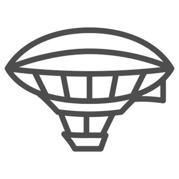 Airship shaped balloon line icon, Balloons festival concept, Aerostat sign on Stock Illustration