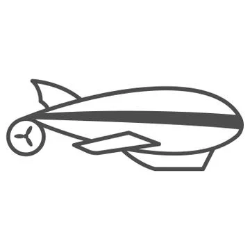 Airship thin line icon, Balloon festival concept, Aerostat sign on white Stock Illustration