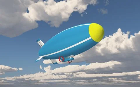 Airship under the clouds Stock Illustration