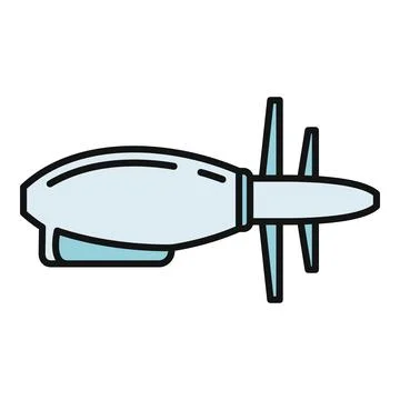 Airship vector outline icon for aviation transport Stock Illustration
