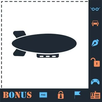 Airship zeppelin icon flat Stock Illustration