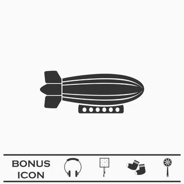 Airship zeppelin icon flat Stock Illustration