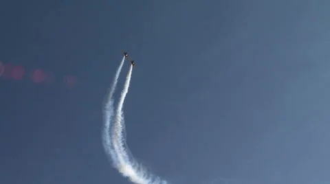 Airshow. View of planes doing tricks in air Video stock 57876903