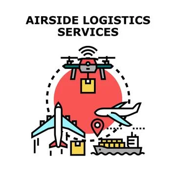 Airside logistics services concept with drone delivery Stock Illustration