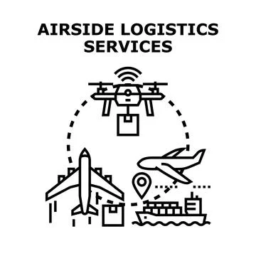 Airside logistics services concept with drone delivery Stock Illustration