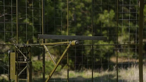 Airsoft. Radar base in the pine forest. A copy of the radar. Military operation Stock Footage 127920197