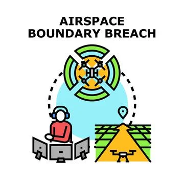 Airspace boundary breach causing drone security concerns Stock Illustration
