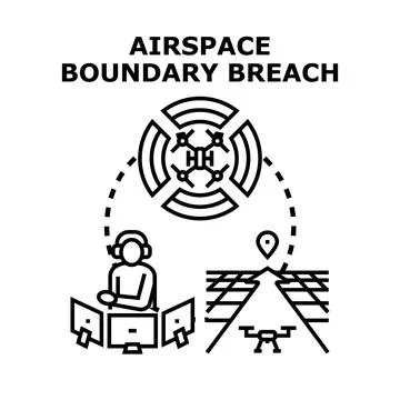 Airspace boundary breach causing drone security concerns Stock Illustration